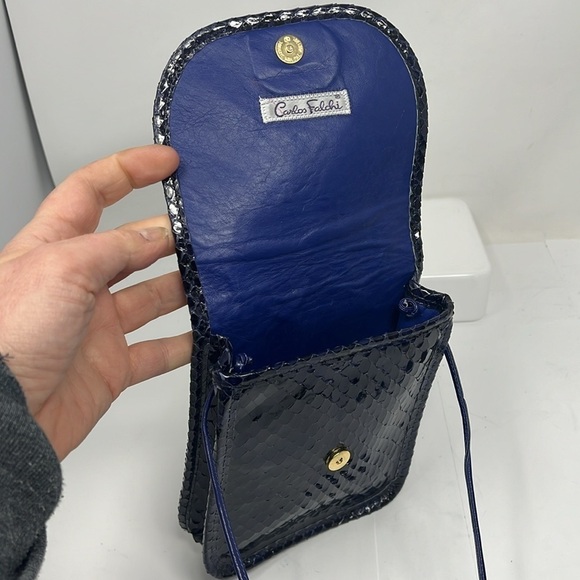 Carlos Falchi Dark Purple Eggplant Python Crossbody Bag - Picture 6 of 11